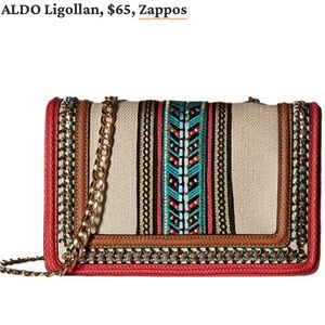 Aldo Embroidered Clutch with Gold shoulder Chain